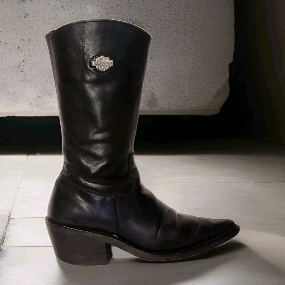 Harley-Davidson Black Leather Macon Mid-Calf Boots Size EU 37
